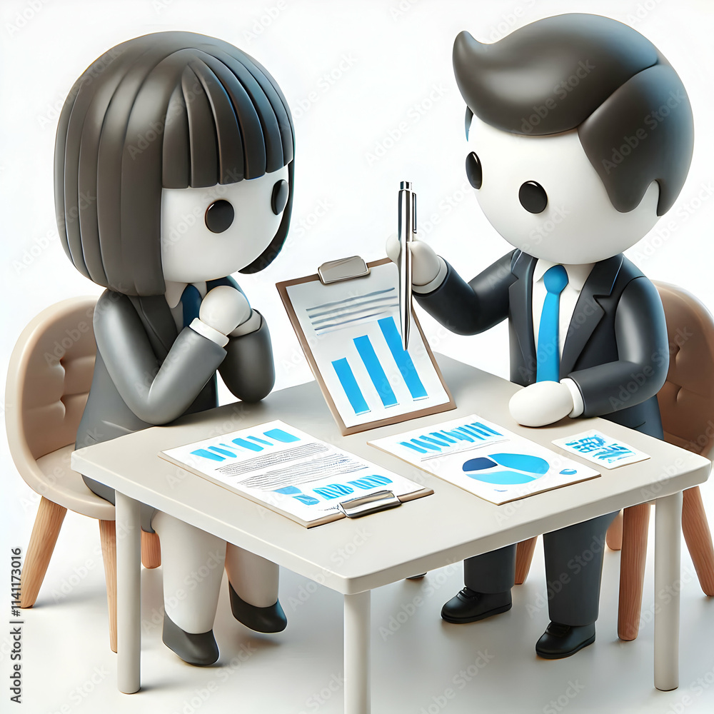 Poster 3d business executive dealing with strategic failures on plain desk copy space concept as business e