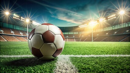 Football ball in green grass of soccer field, soccer, sports, game, field, grass, green, outdoor, competition, goal, team