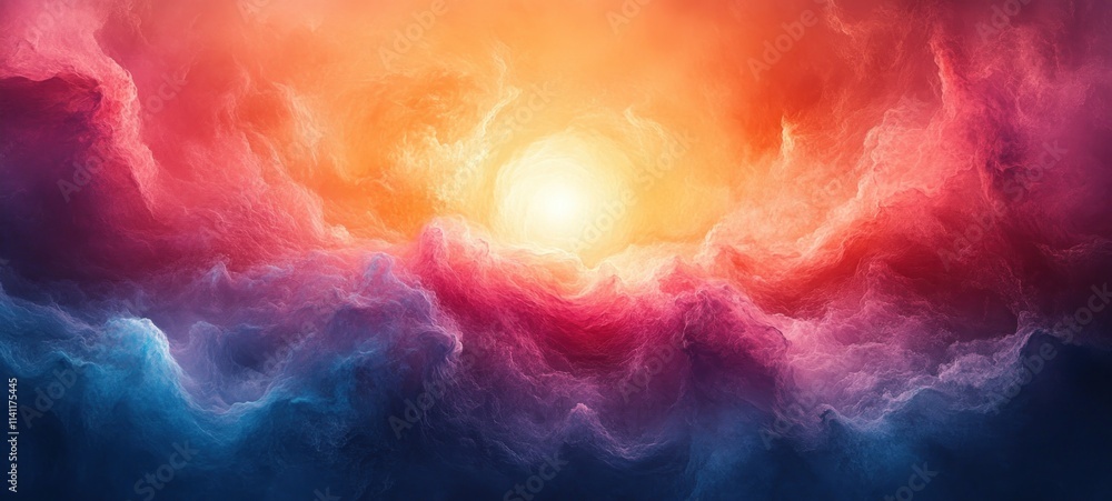 Poster vibrant abstract watercolor composition with soft diffused lighting circular focus gradient colors