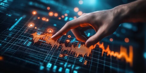 Futuristic Financial Analysis Economic Growth Investment Market Success Businessman Data Charts Technology