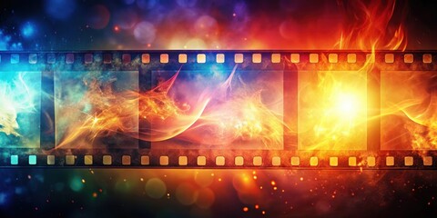 Fototapeta premium Abstract film burn overlay with vibrant colors and light leaks, abstract, film, burn, overlay, vibrant, colors