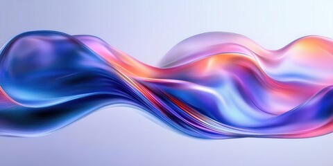 Iridescent Fluid Abstract Sculpture Wavy Background 3D Render Digital Art