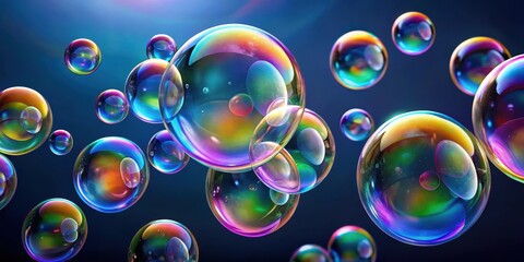 Floating rainbow soap bubbles isolated on background, bubble, rainbow, soap, colorful, floating, sphere, iridescent, shiny