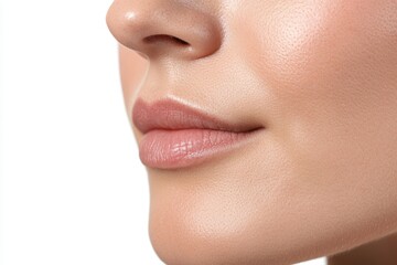 Naklejka premium A woman's face with a white background
