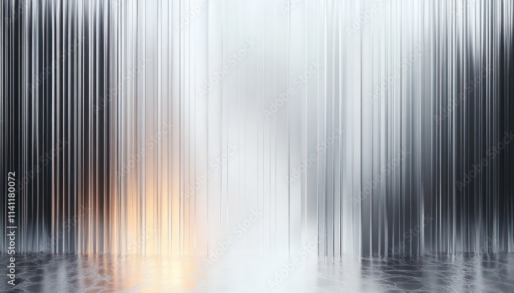 Poster minimalist abstract background with vertical metallic lines and soft diffused lighting