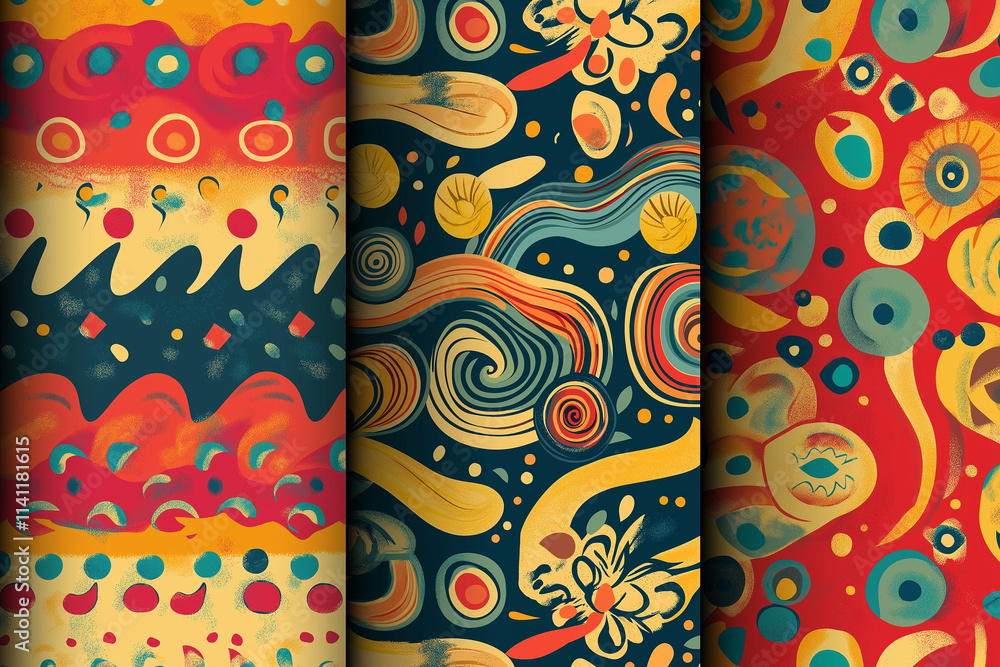 Aufkleber retro colorful vector seamless patterns