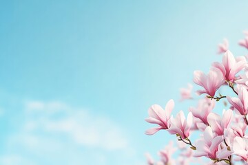 Fototapeta premium A pink flower with a blue sky in the background