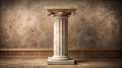 Fototapeta premium Antique column with stone slabs for product demonstration in , antique, column, stone, slabs, decoration, product, demonstration