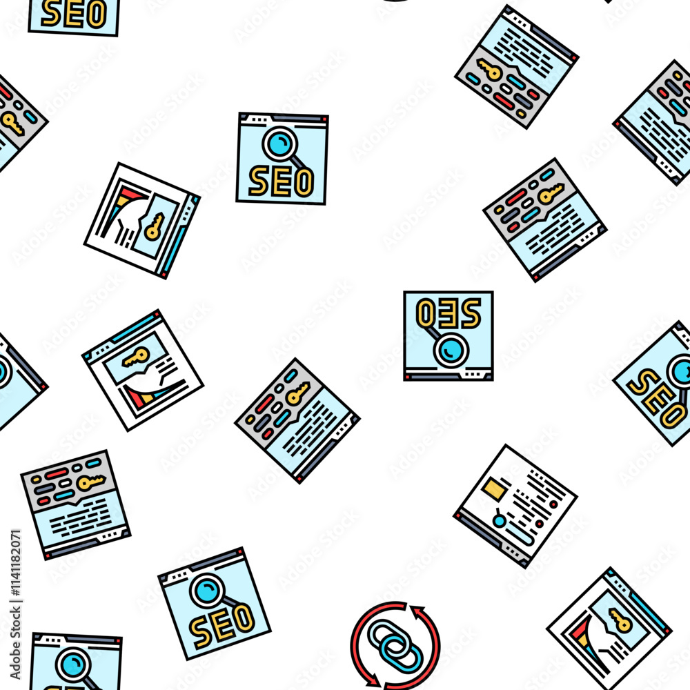 Poster seo optimize community vector seamless pattern thin line illustration