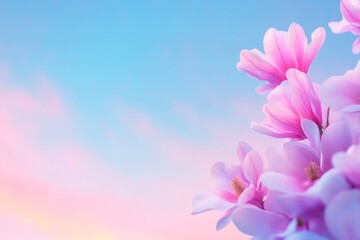 Fototapeta premium Pink flowers with green stems