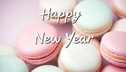 Fototapeta premium A festive arrangement of pastel-colored macarons with a 