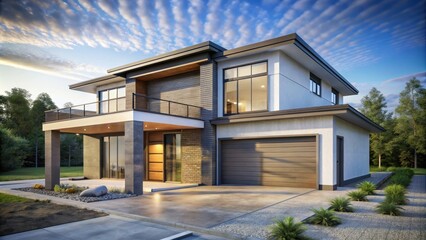 render of a modern new home or construction site, architecture, building, construction, design, house, home