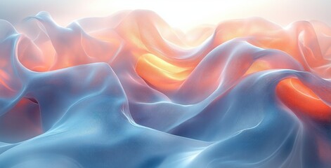 Obraz premium Abstract fluid shapes with translucent ribbons on white background 3d render modern digital art