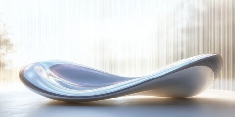 Futuristic Abstract 3D Curved Shapes in Iridescent Colors