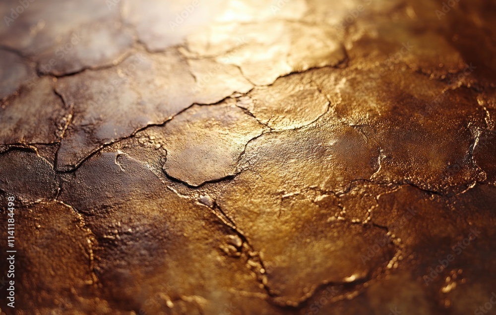 Poster copper metallic texture close-up with folds and smooth reflective surface in minimalist style