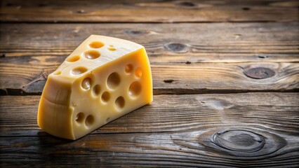 Swiss cheese with holes on rustic wooden surface, Swiss, cheese, holes, dairy, food, texture, snack, appetizer, organic, round