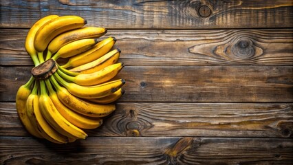 Bananas arranged artistically on a rustic wooden background, bananas, fruit, healthy, organic, bunch, yellow, tropical, agriculture