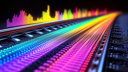 Colorful abstract background with chart elements and data graphics, illustrating the complexity of data analysis, market insights, and financial trends in a modern business environment.