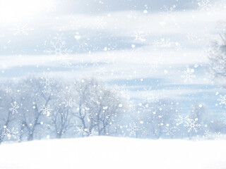 Watercolour Forest Winter Landscape Scenery