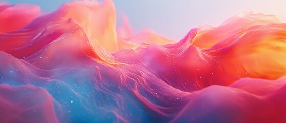 Abstract colorful waves resembling a dreamy landscape.