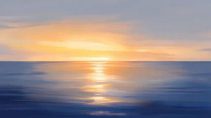 Obraz premium Radiant sunrise over calm ocean: stunning golden rays reflecting on tranquil waters. Dawn. Illustration