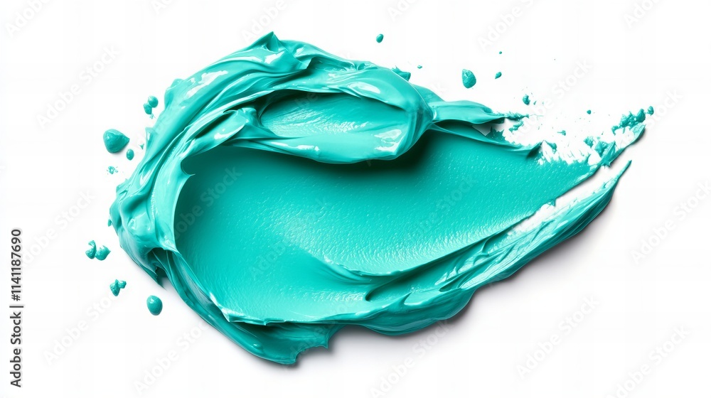 Poster a vibrant teal paint stroke, dynamically applied, creates a bold visual statement against a stark wh