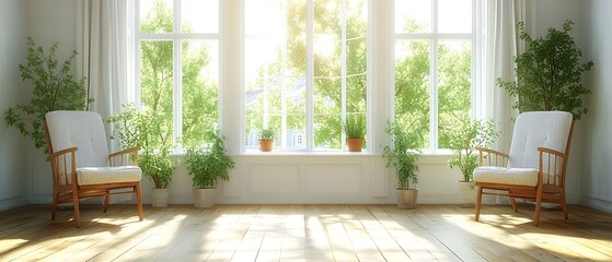 A spare dining room setting featuring a clean-lined table and two understated chairs. The neutral walls and muted flooring allow light to reflect softly, revealing subtle textures without visual 