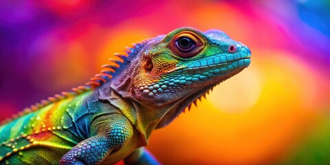 Fototapeta premium Colorful lizard on vibrant background, lizard, colorful, background, vibrant, reptile, wildlife, exotic, tropical