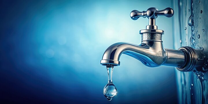 Water dripping from faucet, closeup shot showcasing leakage and wasting of water, leak, faucet, droplet, waste
