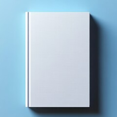 Minimalist Blank White Book Mock-Up on Soft Blue Background with Natural Lighting for Graphic Design Resources