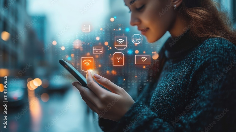 Poster secure data connection vpn smartphone use technology concept minimalism