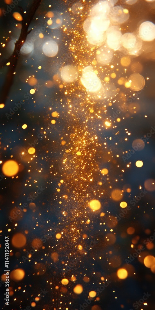 Aufkleber shimmering golden abstract background image with bokeh lights