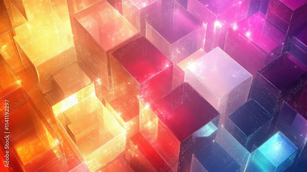 Poster colorful abstract background with shimmering light effects for animation design