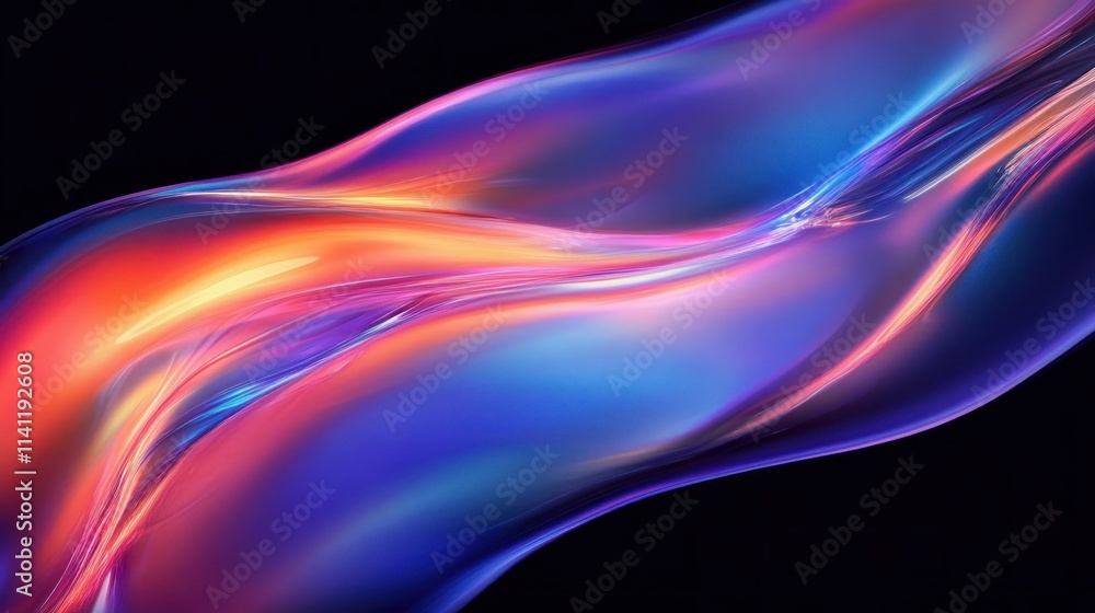 Poster dynamic abstract fluid wave design colorful iridescent 3d background