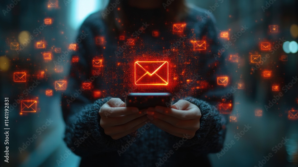 Poster email alert security notification for spam and virus protection in modern workspace