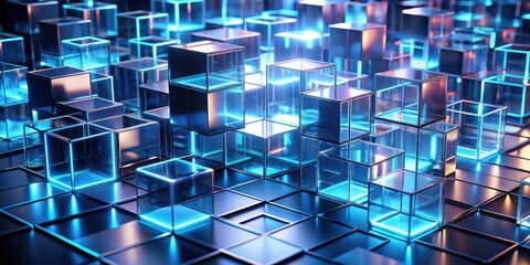 Futuristic abstract composition with glowing cubes creating depth, futuristic, abstract, composition