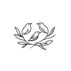 bird line icon logo vector design, modern logo pictogram design of sparrow or finch bird