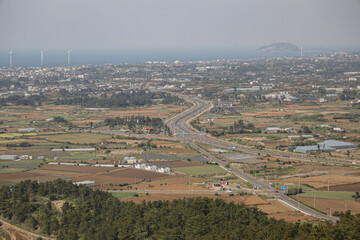 산 정상에서 바라보는 풍경 제주 제주시 한경면 고산리 당산봉