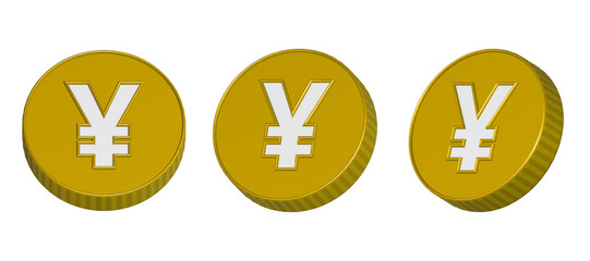 Gold coin yen japan currency money icon sign 3d symbol finance