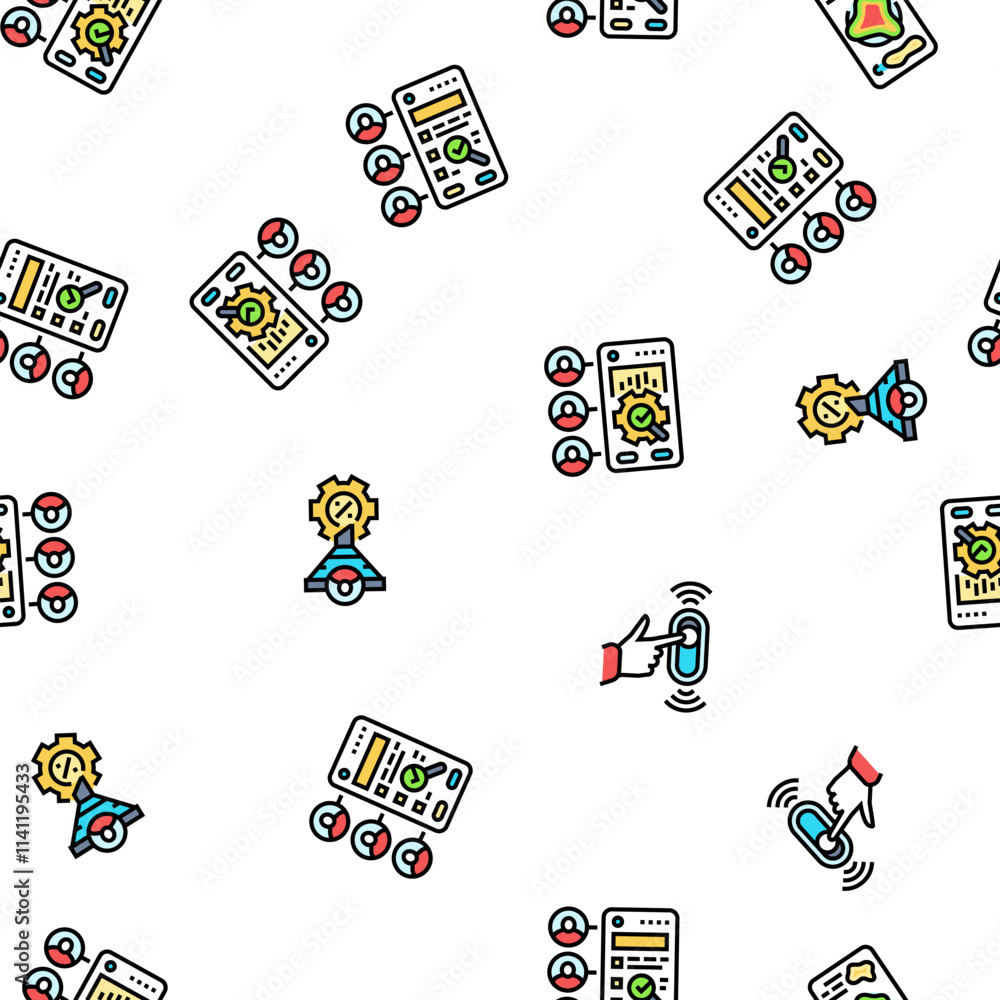 Poster ui ux design agency user develop vector seamless pattern thin line illustration