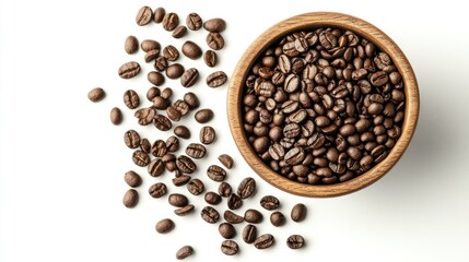 Obraz premium Tasty coffee in cup isolated on white, top view