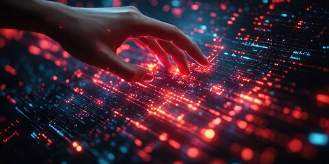 Futuristic Digital Interface with Financial Graphs and Businessman Touching Investment Market Data