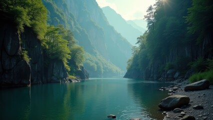 waterfall in the mountains