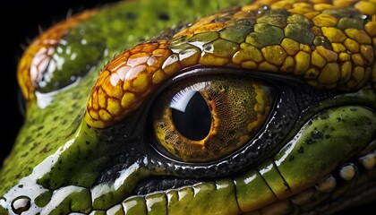 Fototapeta premium Mesmerizing Gaze The Vibrant Eye of a Tropical Reptile