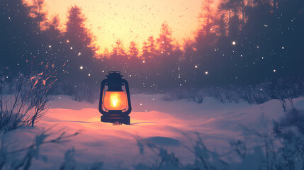 softly glowing lantern