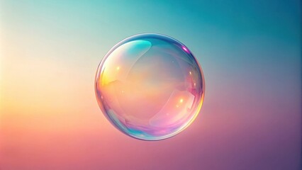 A delicate pink soap bubble floats gently in mid-air