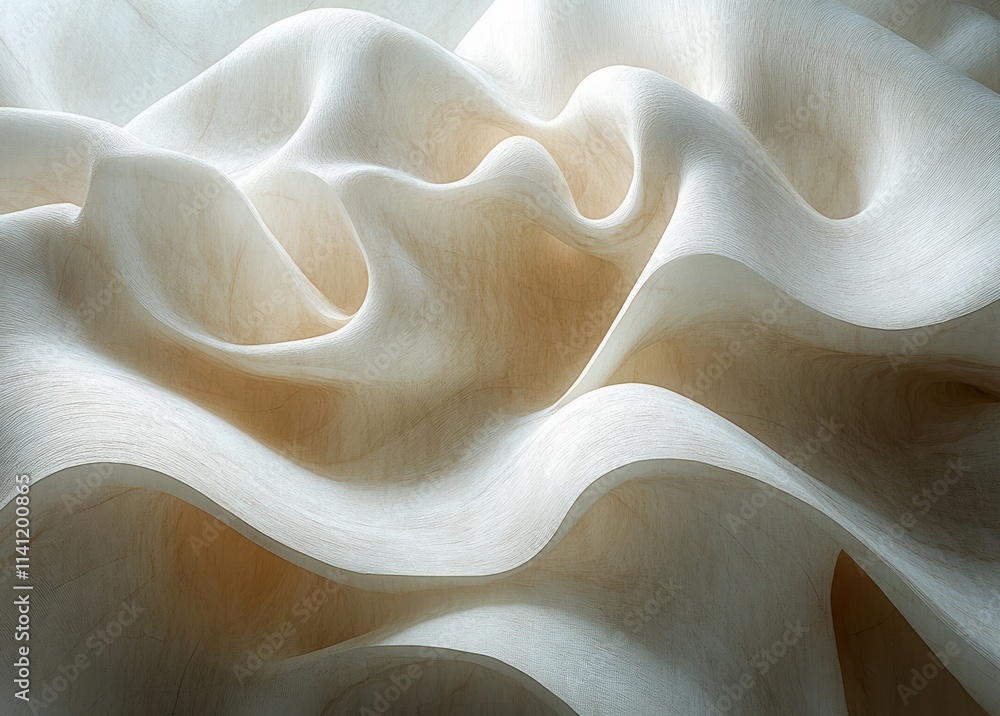 Poster beige abstract art soft curves layers of cream paper minimalist texture elegant gradient background