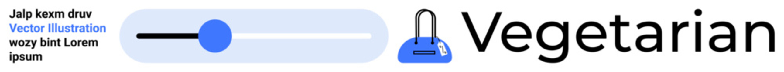 Toggle switch in center position next to a blue icon resembling a bell and the word Vegetarian. Ideal for website, dietary preferences, health blogs, food delivery apps, menus, nutrition apps, user