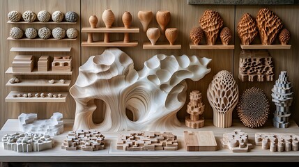 A unique and sculptural wooden chest of drawers with a striking organic design