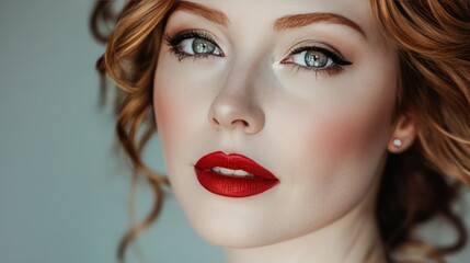 Fototapeta premium woman's beauty red lips and professional hollywood make up